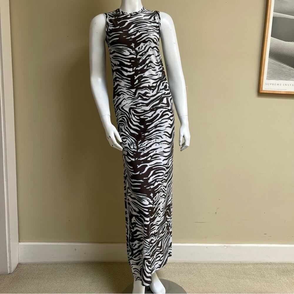 Twin Fantasy Zebra Print Maxi Dress, Size XS